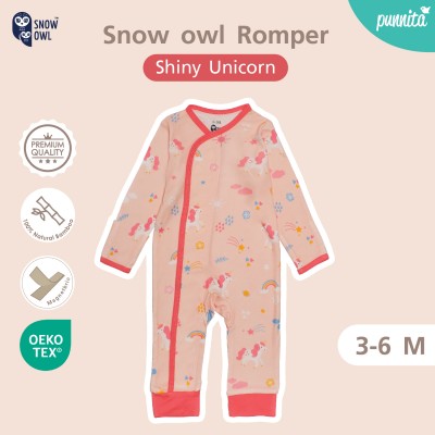 New Collection !! Snow owl Romper  เสื้อป้ายแบบแปะ ชุดหมี แขน-ขายาว 3-6 M - Shiny Unicorn (วัสดุ ใยไผ่พรีเมี่ยม 100%)